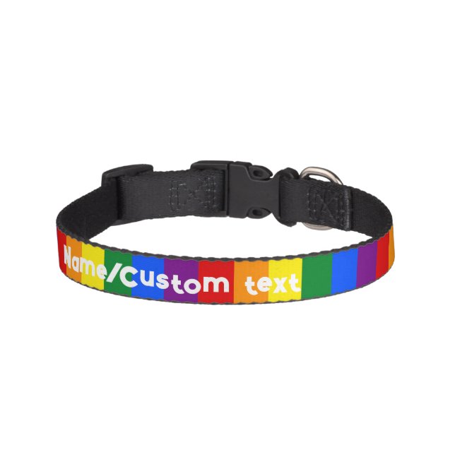 Rainbow Stripes Personalized  Pet Collar (Front)