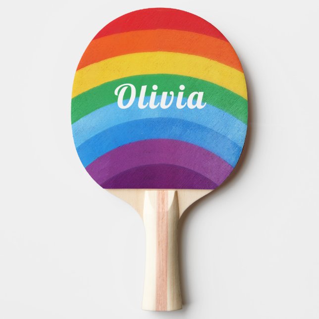 Rainbow Stripes Personalized  Ping Pong Paddle (Front)
