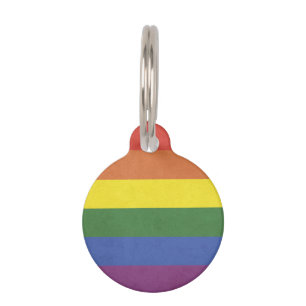 Rainbow stripes pet ID tag