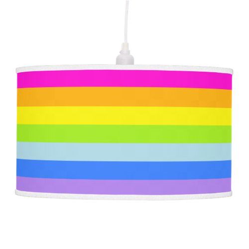Rainbow stripes pink girls bedroom lamp