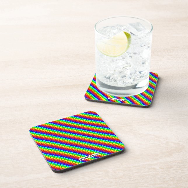 Rainbow Stripes - Plastic Coaster (Right Side)