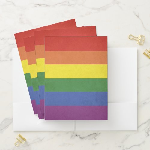 Rainbow stripes pocket folder