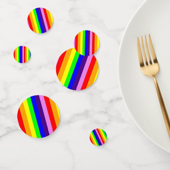 Rainbow Stripes Pride Classic Multi Colored Confetti (Group)
