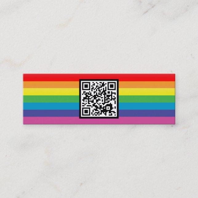 rainbow stripes QR code Mini Business Card (Front)