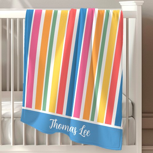 Rainbow Stripes Rainy Day Parade Collection Baby Blanket