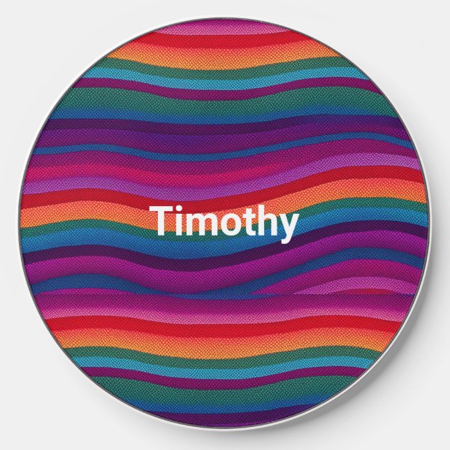 Rainbow Stripes Representing Pride Wireless Charger (Front)