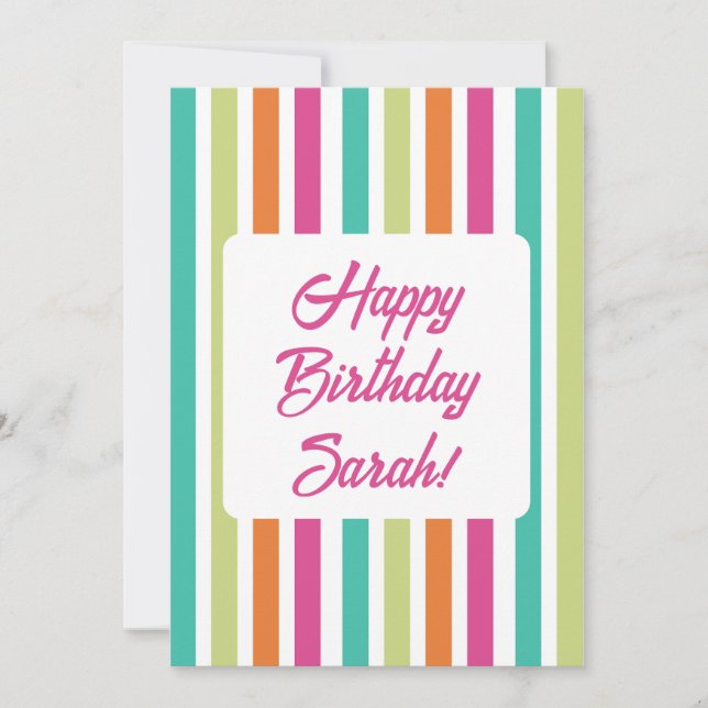 Rainbow stripes retro fun pattern invitation (Front)