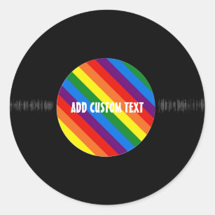 Rainbow Stripes Retro Vinyl Record Custom Music Classic Round Sticker