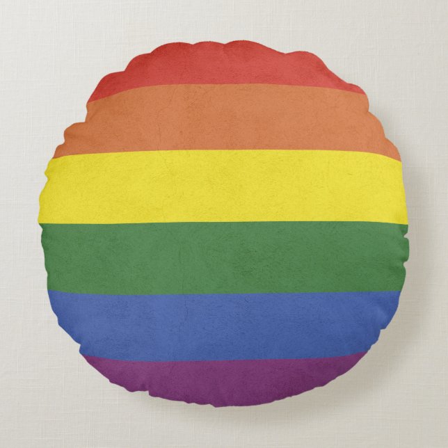 Rainbow stripes round pillow (Front)