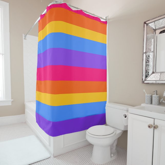 Rainbow Stripes Shower Curtain (In Situ)