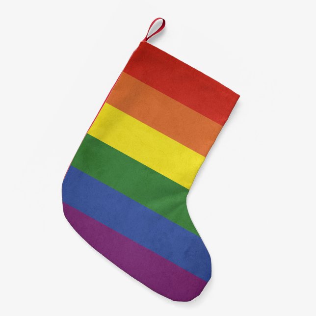 Rainbow stripes small christmas stocking (Front (Hanging))