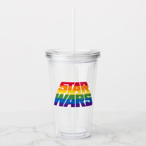 Rainbow Stripes Star Wars Logo Acrylic Tumbler