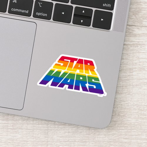 Rainbow Stripes Star Wars Logo Sticker