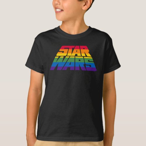 Rainbow Stripes Star Wars Logo T_Shirt