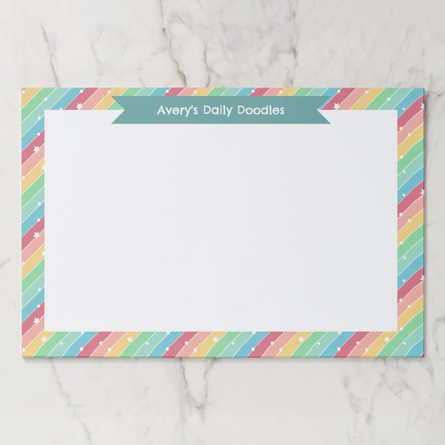Rainbow Stripes & Stars Children's Daily Doodles Paper Pad (Front)