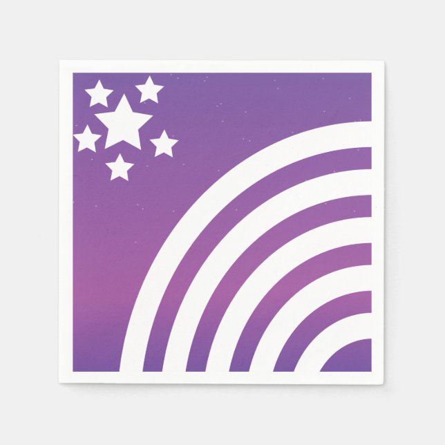 Rainbow Stripes Stars Unicorn Party Napkins (Front)