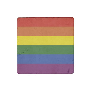 Rainbow stripes stone magnet