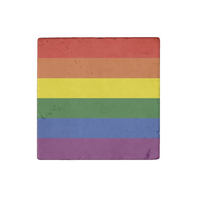 Rainbow stripes stone magnet (Front)