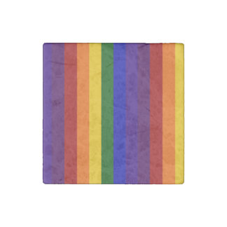 Rainbow Stripes Stone Magnet