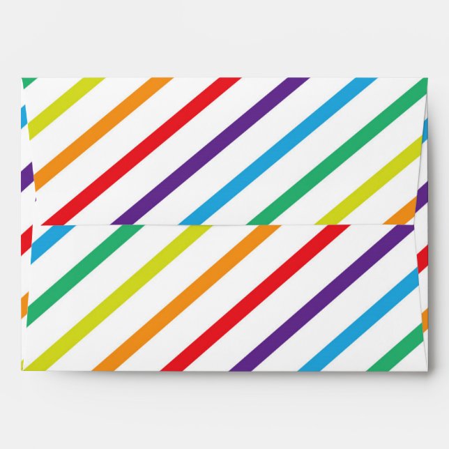 Rainbow Stripes Striped Party Invite Envelope (Back (Top Flap))