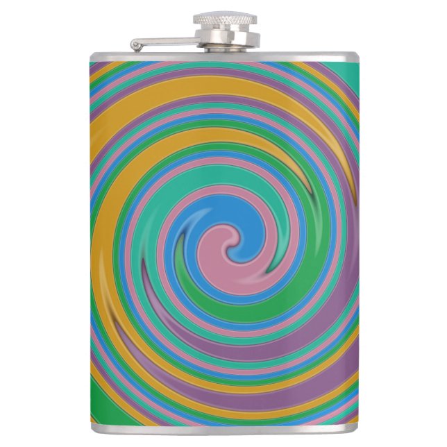 Rainbow stripes swirl flask (Front)