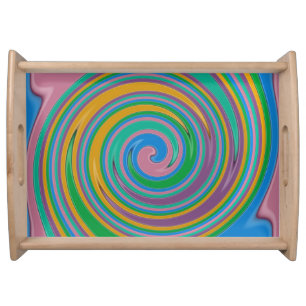 Rainbow stripes swirl serving tray