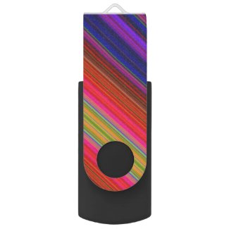 Rainbow Stripes Swivel USB 2.0 Flash Drive