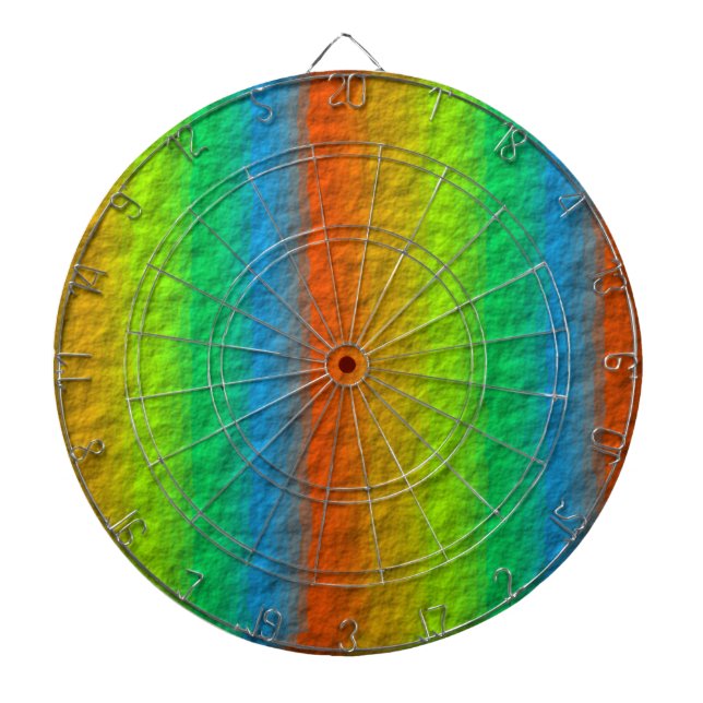 RAINBOW STRIPES TEXTURE DARTBOARD WITH DARTS (Front)