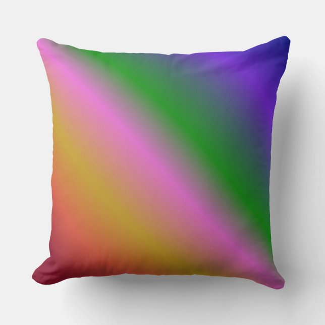 Rainbow Stripes Throw Pillow (Front)