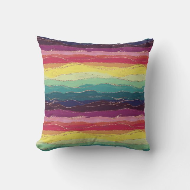 Rainbow Stripes  Throw Pillow (Front)