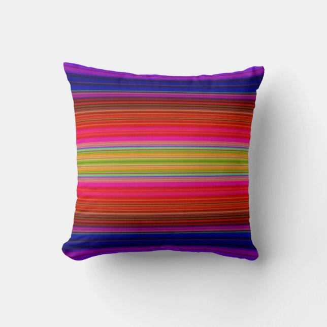 Rainbow Stripes Throw Pillow (Front)