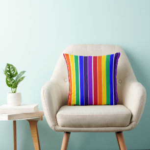Rainbow Stripes Throw Pillow