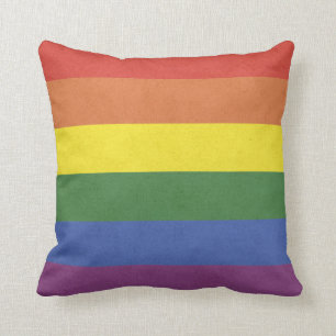 Rainbow stripes throw pillow