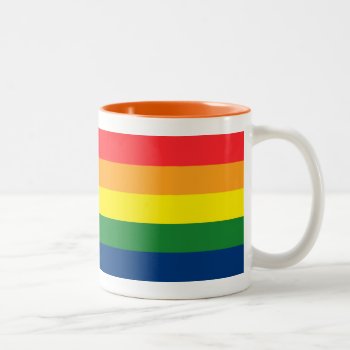 Rainbow Stripes Two-tone Coffee Mug by Ladiebug at Zazzle