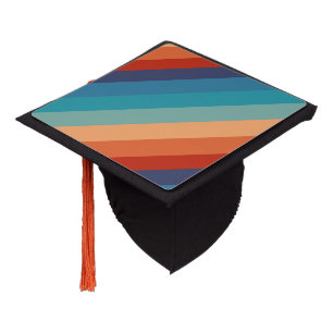 Rainbow Stripes Vintage Colors Old Style Colorful Graduation Cap Topper