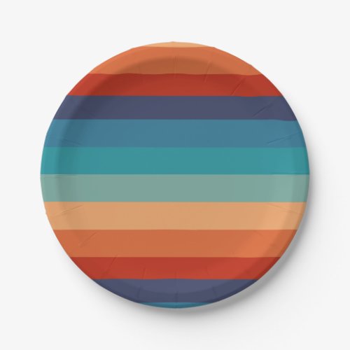 Rainbow Stripes Vintage Colors Old Style Colorful Paper Plates
