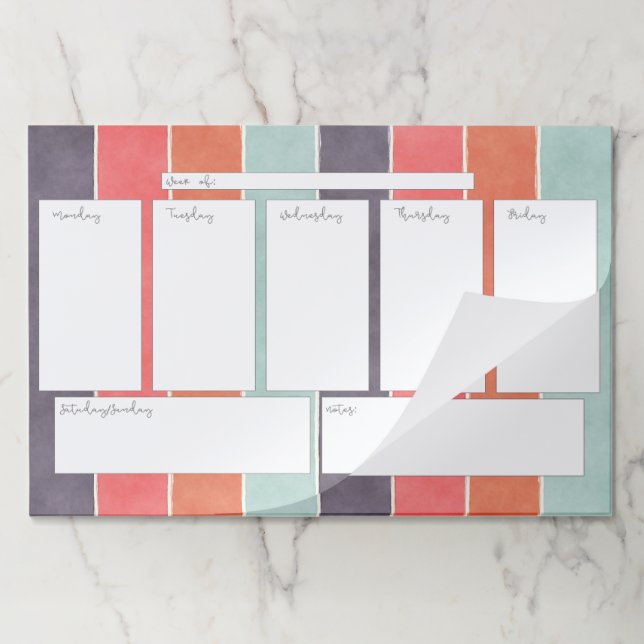 Rainbow Stripes Weekly Calendar Large Tearaway Pad (Folded)
