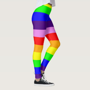 Rainbow Stripes Wide Horizontal Colorful Leggings