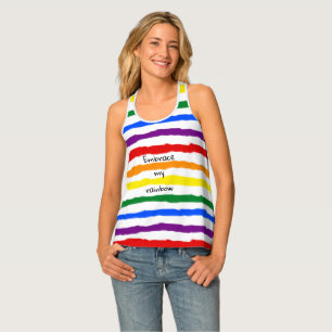 Rainbow stripes with Custom Text Tank Top