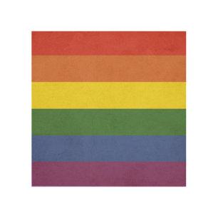 Rainbow stripes wood wall decor