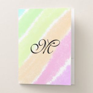 Rainbow stripeswatercolor lines add your monogram pocket folder