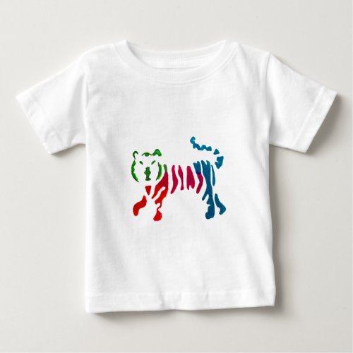 Rainbow stripey tiger art baby T_Shirt