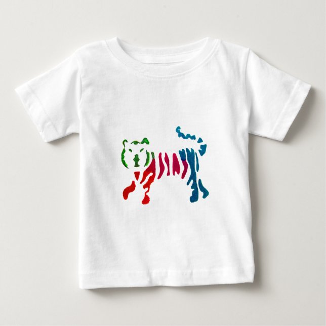 Rainbow stripey tiger art baby T-Shirt (Front)