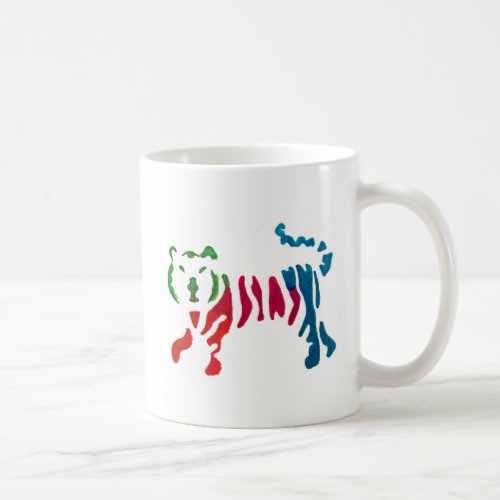 Rainbow stripey tiger art coffee mug