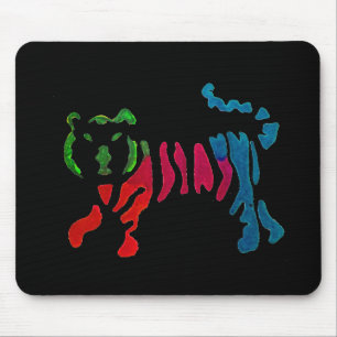 Rainbow stripey tiger art mouse pad
