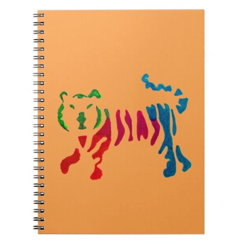 Rainbow stripey tiger art notebook