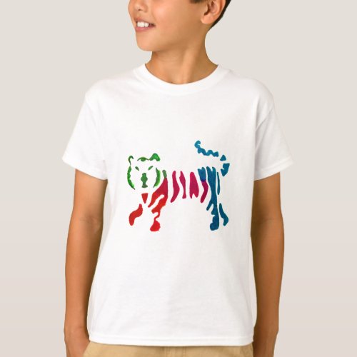 Rainbow stripey tiger art T_Shirt