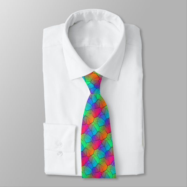 Rainbow Stylish Pattern Neck Tie (Tied)