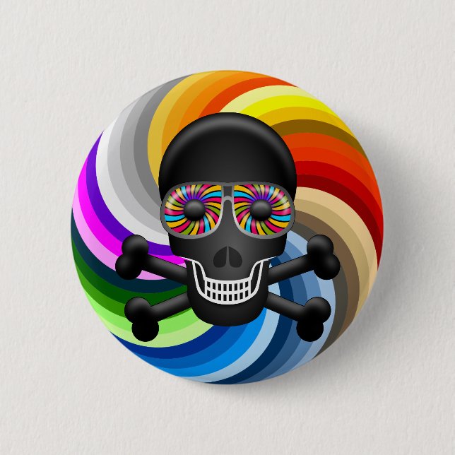 Rainbow Sugar Skull Button (Front)