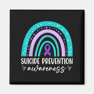 Rainbow Suicide Prevention Awareness Teal &amp; Pu Magnet
